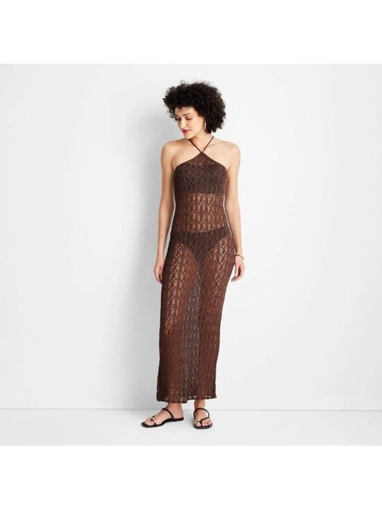 Future Collective Other - Future Collective Dark Brown Cover Up Maxi Swim Dress -- Plus 1X 16W/18W NWOT